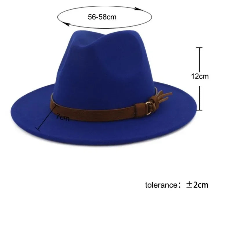 Unisex Wool Fedora Hat – British Retro Wide-Brim Jazz Hat for Men & Women (Autumn/Winter 2025 Trend)