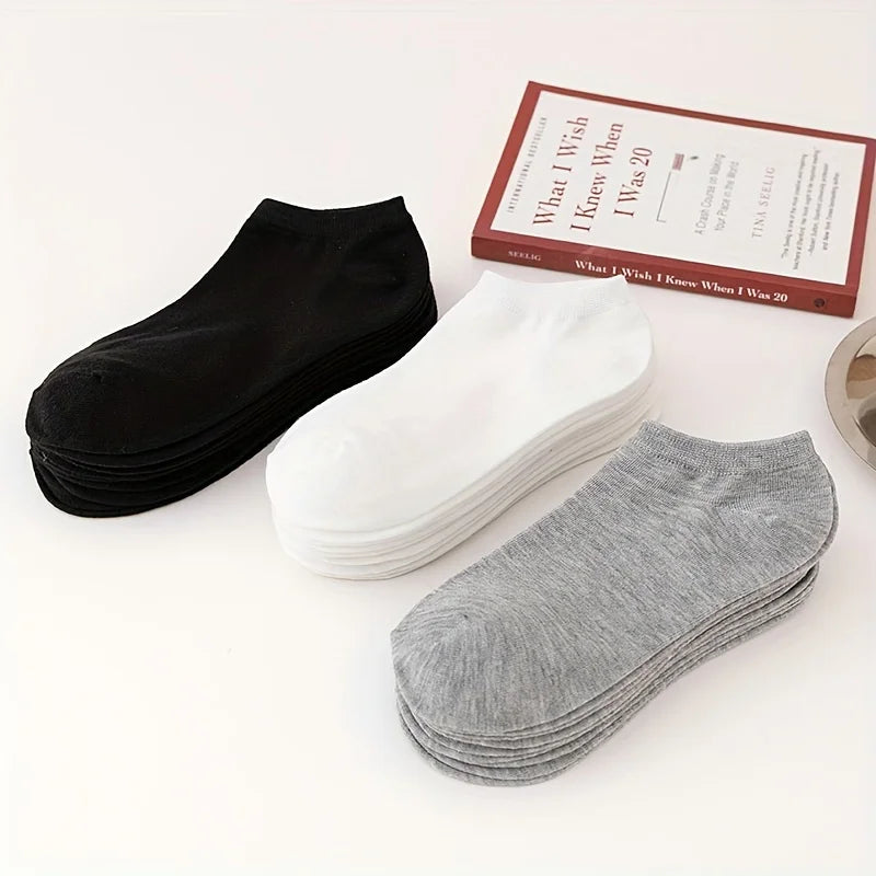 10-60 Pairs Unisex Solid Color Socks | Soft Breathable Cotton Crew Socks Bulk Pack