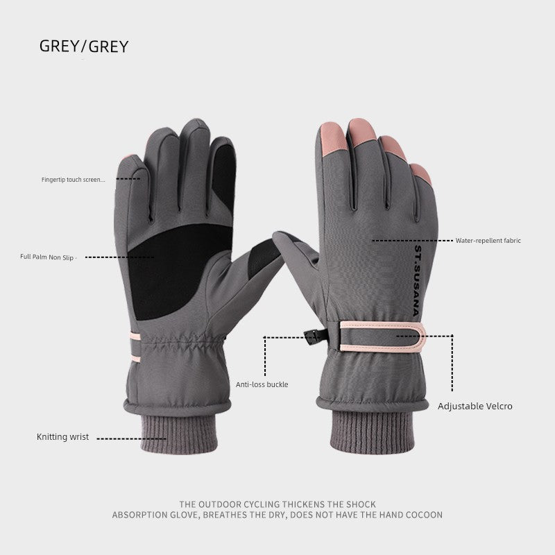 Women's Waterproof Ski Gloves - Fleece Lined Touchscreen Warm Thickened Windproof Snowboarding Snow Gloves Winter Cold Weather