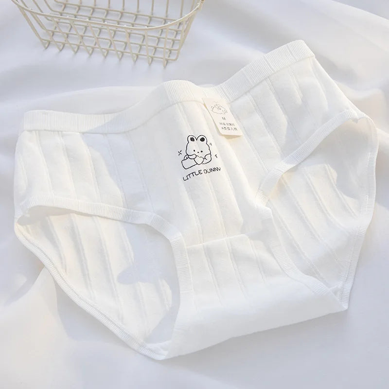 Cute Kawaii Rabbit Cartoon Print Women's Cotton Panties - Breathable Seamless Briefs Soft Comfortable Underwear