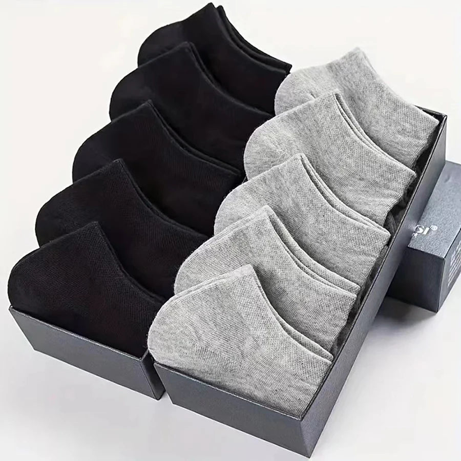 10/12/20/40 Pairs Men's Ankle Socks Solid Color Low Cut Boat Socks Non-Pilling Breathable