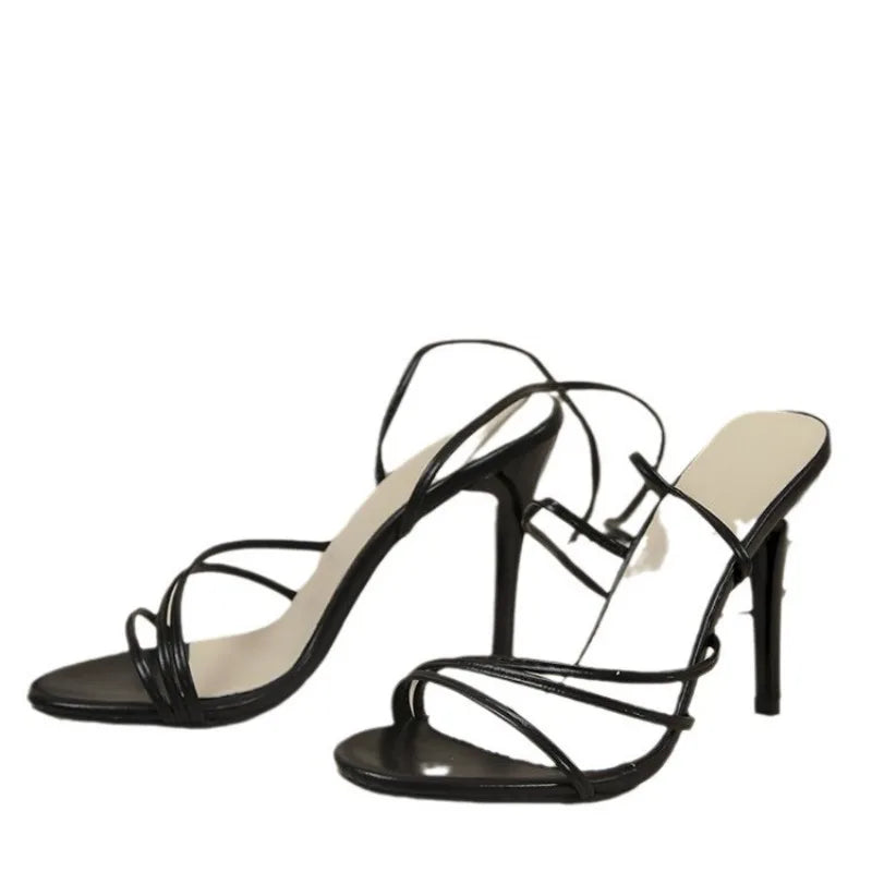 Women's Sexy Crisscross Strappy Stiletto Heels Round Toe Sandals Summer Party 2025