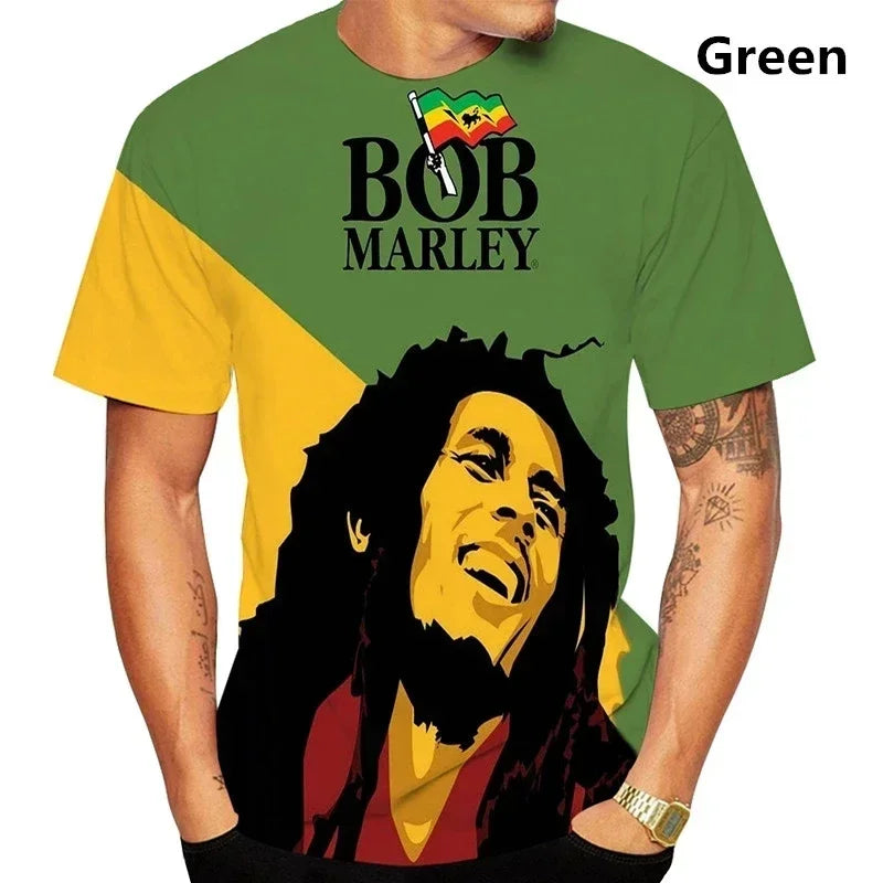 Bob Marley 3D Printed T-Shirt Men Summer 2025 Reggae Hip-Hop Tee