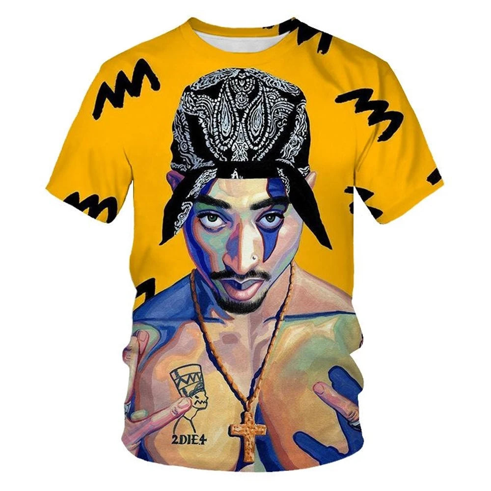3D Printed Hip-Hop Street Rock T-Shirt Men Summer 2025 Trendy Tee