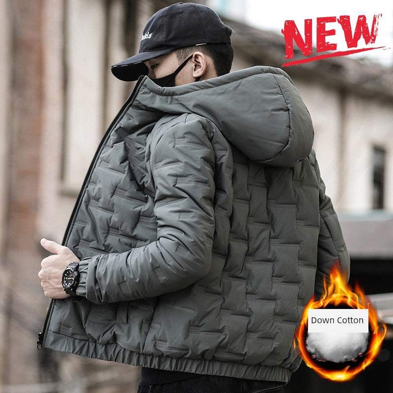 Men's Winter Down Jacket 2025 - Thickened Puffer Coat Loose Fit Stand Collar Warm Cotton Blend Outwear