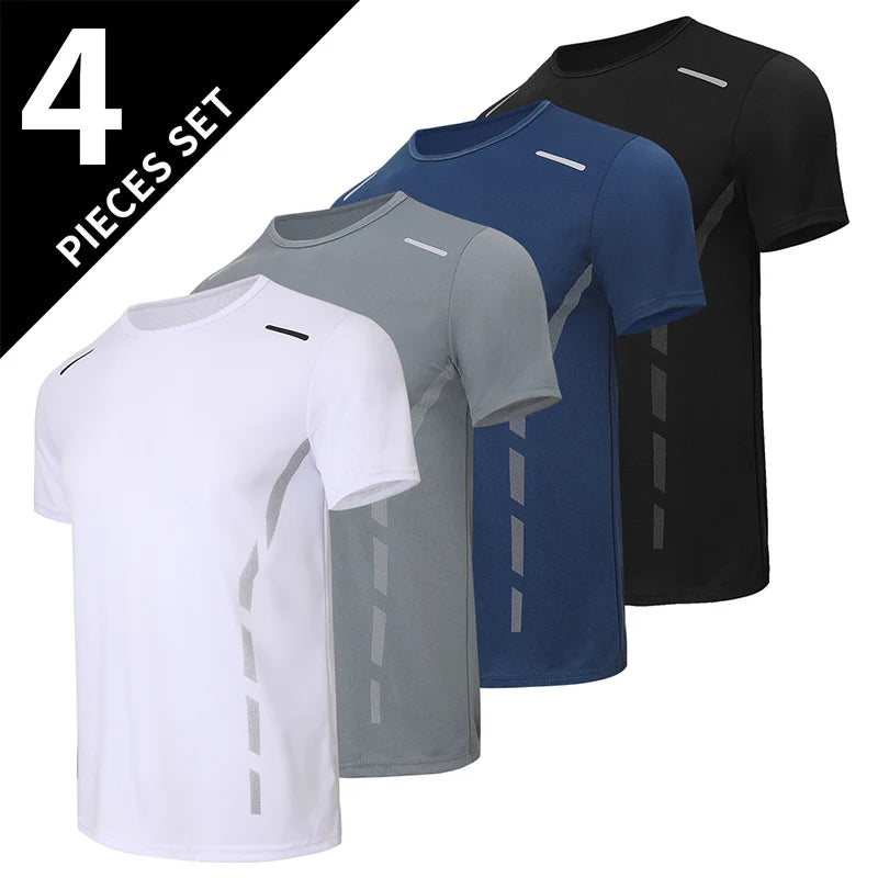Men's Quick-Dry Short Sleeve T-Shirt – Summer Loose Fit Breathable Athletic Tee for Gym, Running & Casual Wear – 1/4 Pack