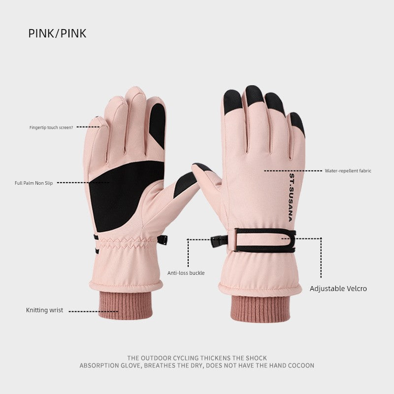 Women's Waterproof Ski Gloves - Fleece Lined Touchscreen Warm Thickened Windproof Snowboarding Snow Gloves Winter Cold Weather