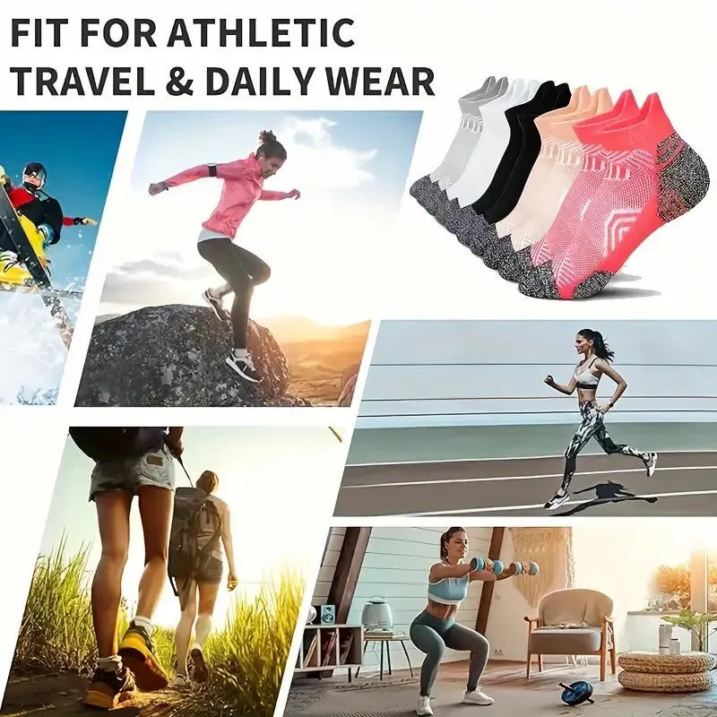 5/10 Pairs Unisex Striped Sports Socks Breathable Sweat-Absorbing Running Basketball Crew