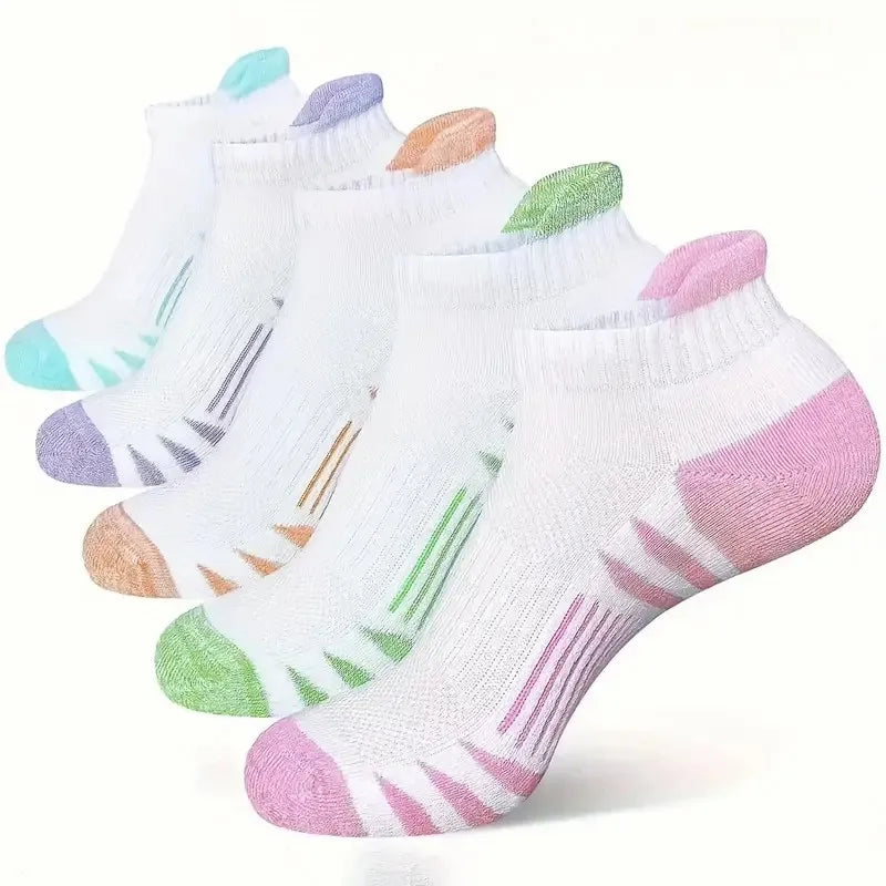 5/10 Pairs Unisex Striped Sports Socks Breathable Sweat-Absorbing Running Basketball Crew