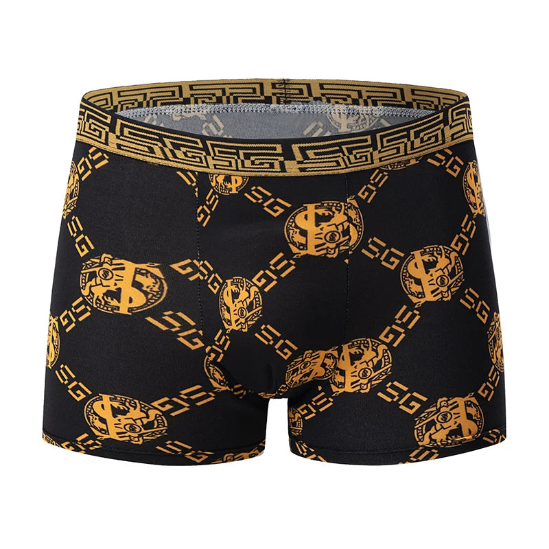 5-Pack Black Gold Men's Boxer Briefs – Quick-Dry Breathable Trendy Underwear