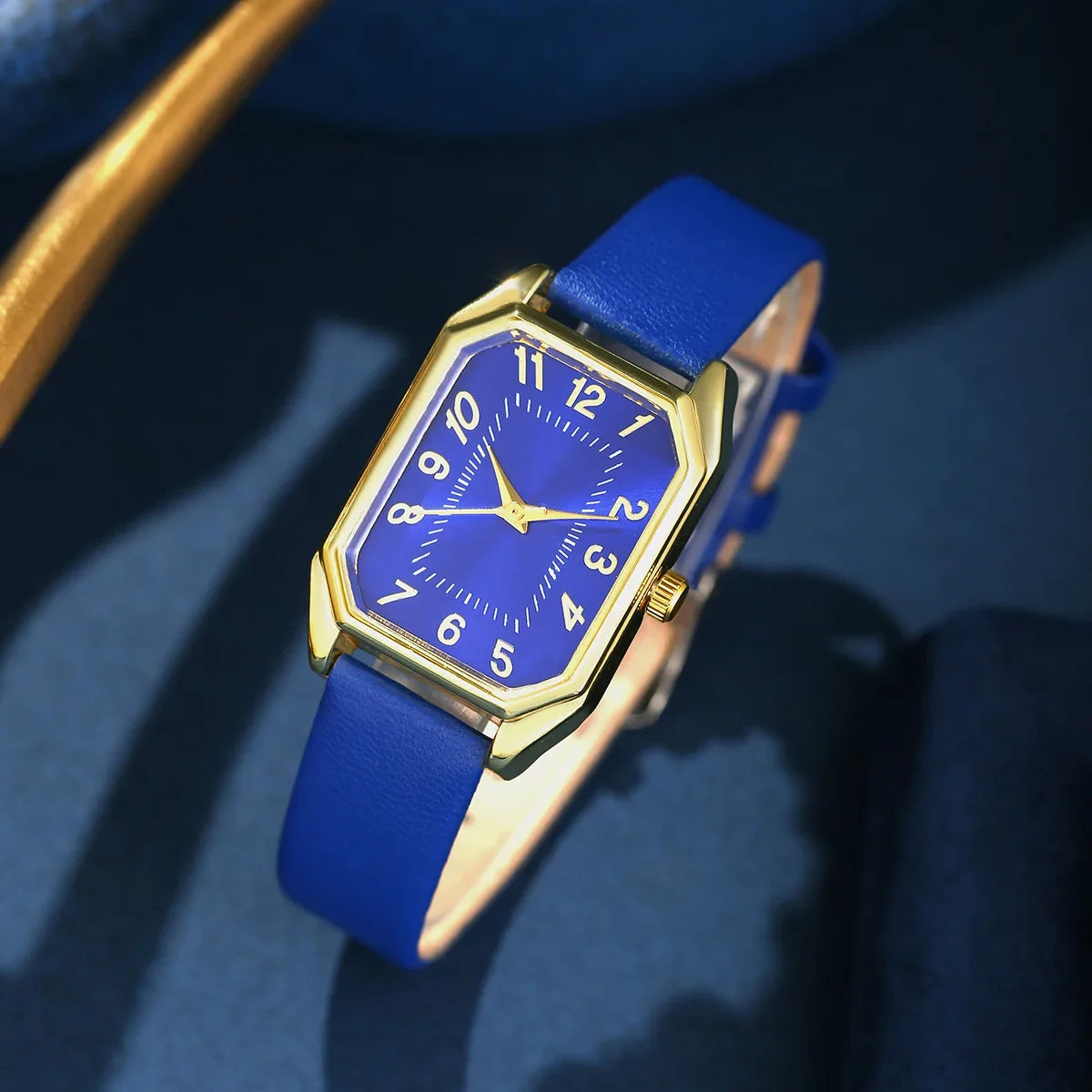 6/5/1 PCS Luxury Fashion Square Women’s Watches for Ladies Quartz Wrist Watch with Bracelet Jewelry Set Classic Minimalist Rhinestone Diamond Analog Dress Watch Relógios Feminino Gift Box