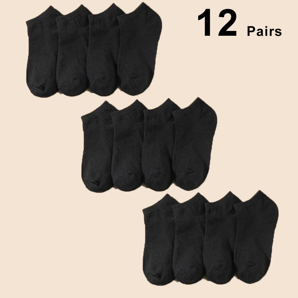10/12/20/40 Pairs Men's Ankle Socks Solid Color Low Cut Boat Socks Non-Pilling Breathable