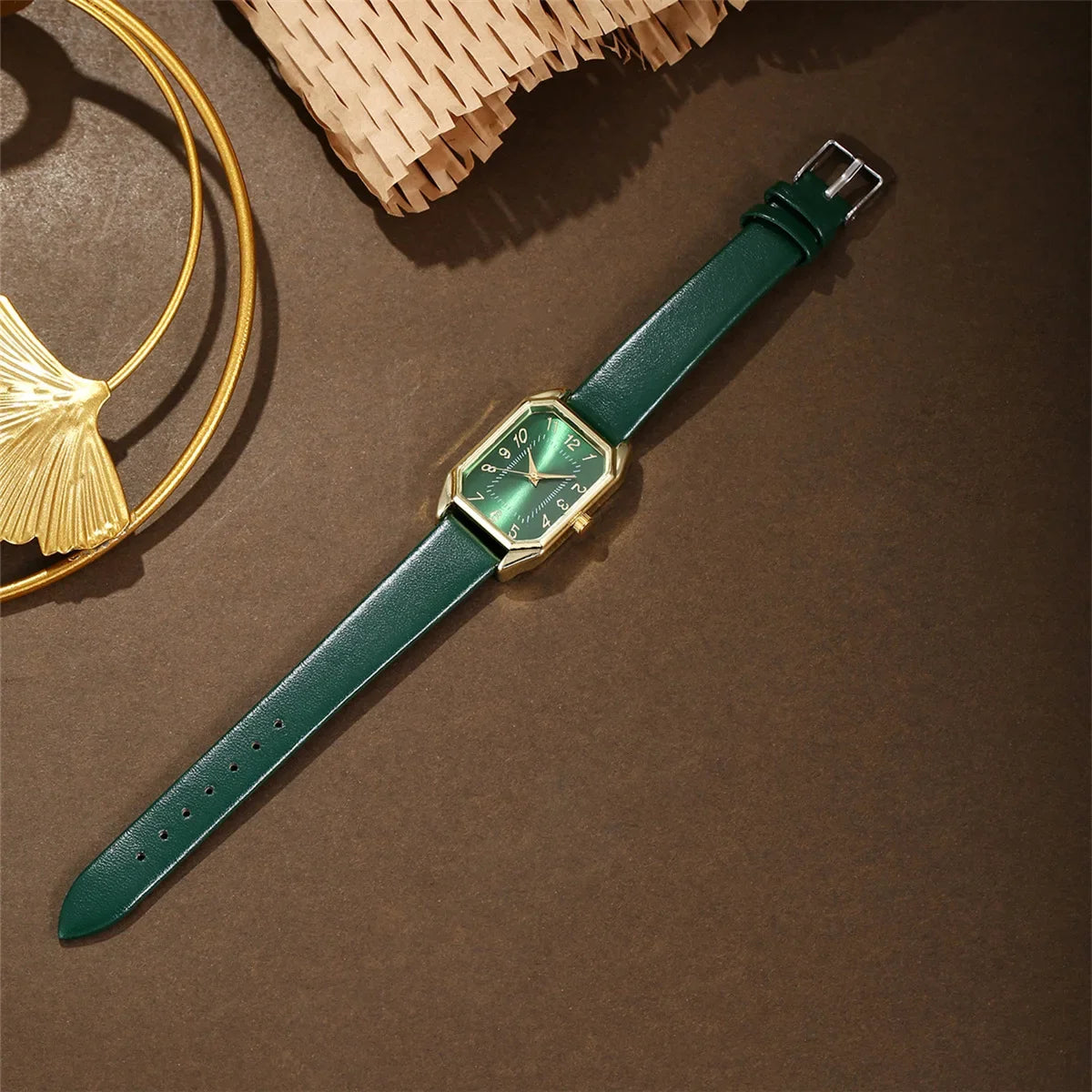 6/5/1 PCS Luxury Fashion Square Women’s Watches for Ladies Quartz Wrist Watch with Bracelet Jewelry Set Classic Minimalist Rhinestone Diamond Analog Dress Watch Relógios Feminino Gift Box