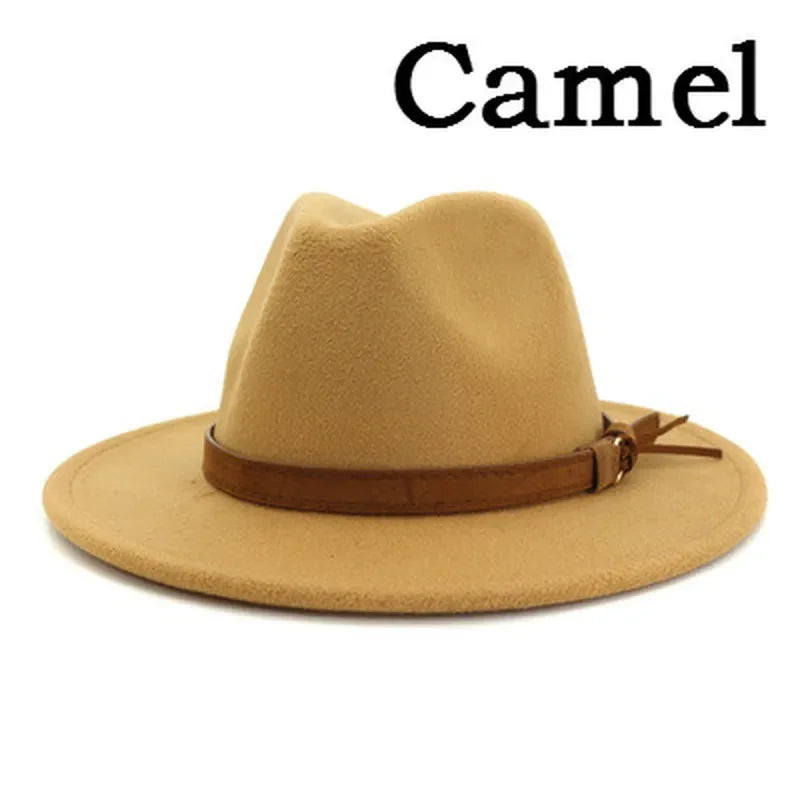 Unisex Wool Fedora Hat – British Retro Wide-Brim Jazz Hat for Men & Women (Autumn/Winter 2025 Trend)