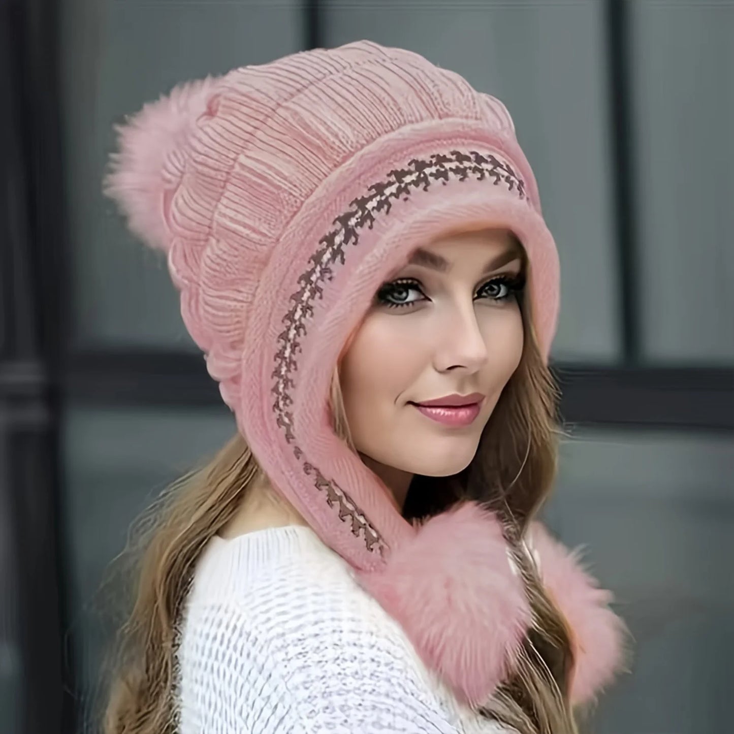 2/3 Piece Women's Winter Hat Scarf Gloves Set Thick Plush Knit Warm Windproof