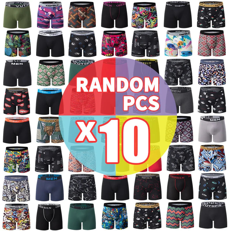 4/5/10 Pcs Fashionable Men's Long Underwear Casual Boyshort Youth Sports Shorts Comfortable Breathable Stretch Shorts Underwear