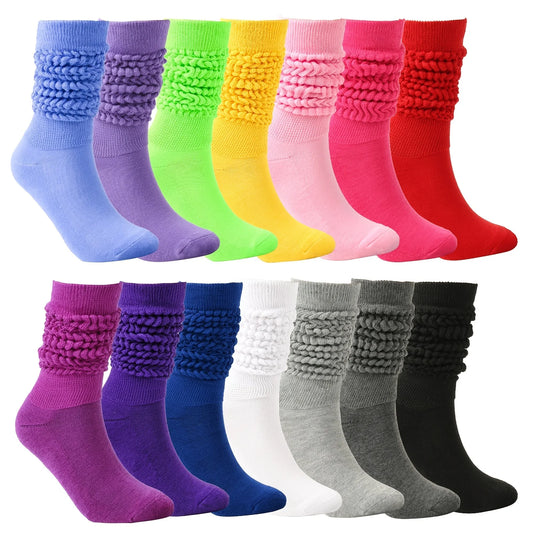 Women's Thick Thermal Knee High Slouch Socks Knit Solid Color Winter Warm Loose