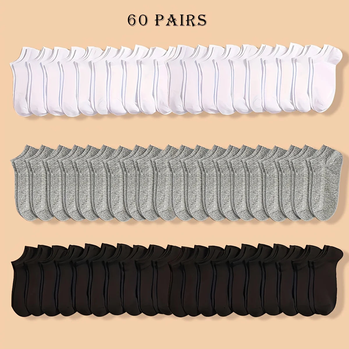 10-60 Pairs Unisex Solid Color Socks | Soft Breathable Cotton Crew Socks Bulk Pack