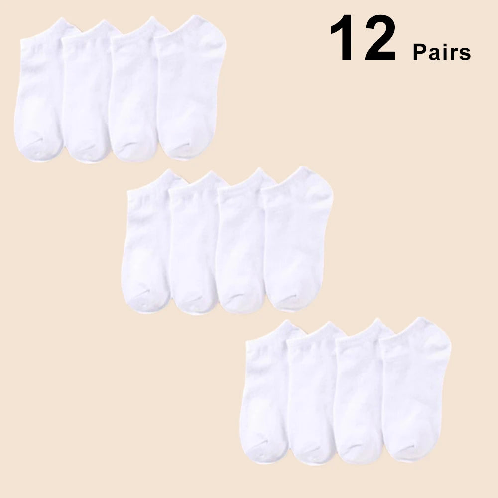 10/12/20/40 Pairs Men's Ankle Socks Solid Color Low Cut Boat Socks Non-Pilling Breathable