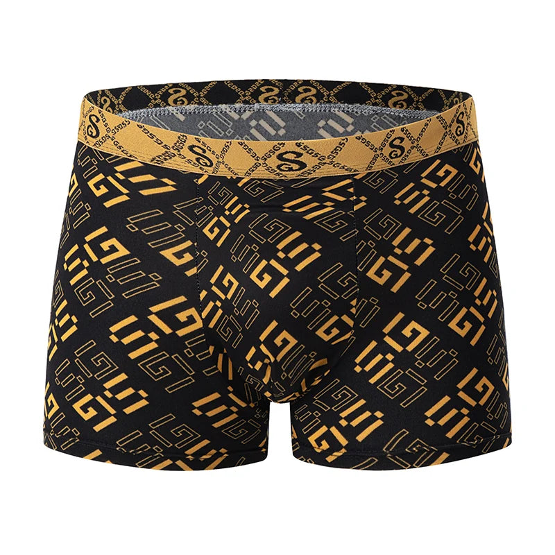 5-Pack Black Gold Men's Boxer Briefs – Quick-Dry Breathable Trendy Underwear