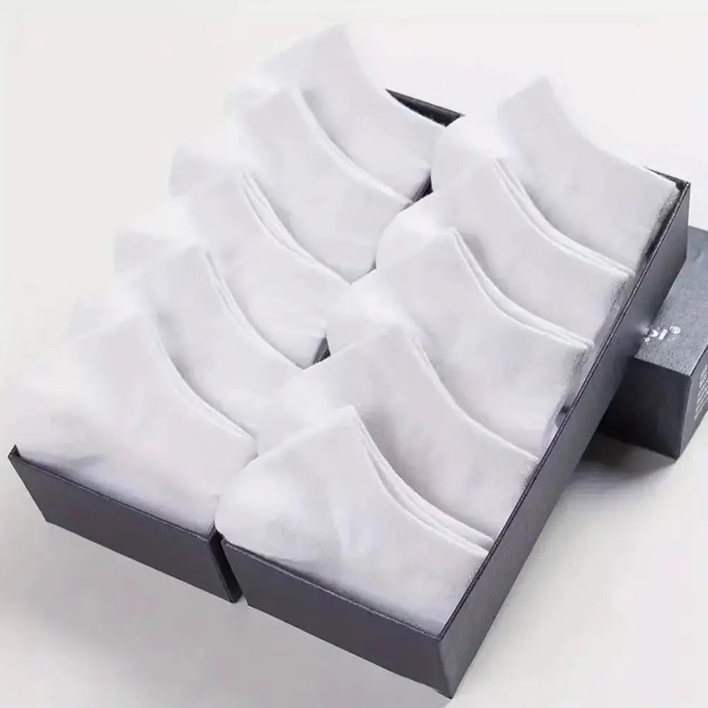 10/12/20/40 Pairs Men's Ankle Socks Solid Color Low Cut Boat Socks Non-Pilling Breathable