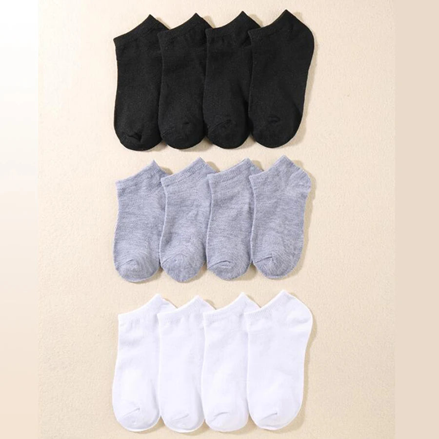 10/12/20/40 Pairs Men's Ankle Socks Solid Color Low Cut Boat Socks Non-Pilling Breathable