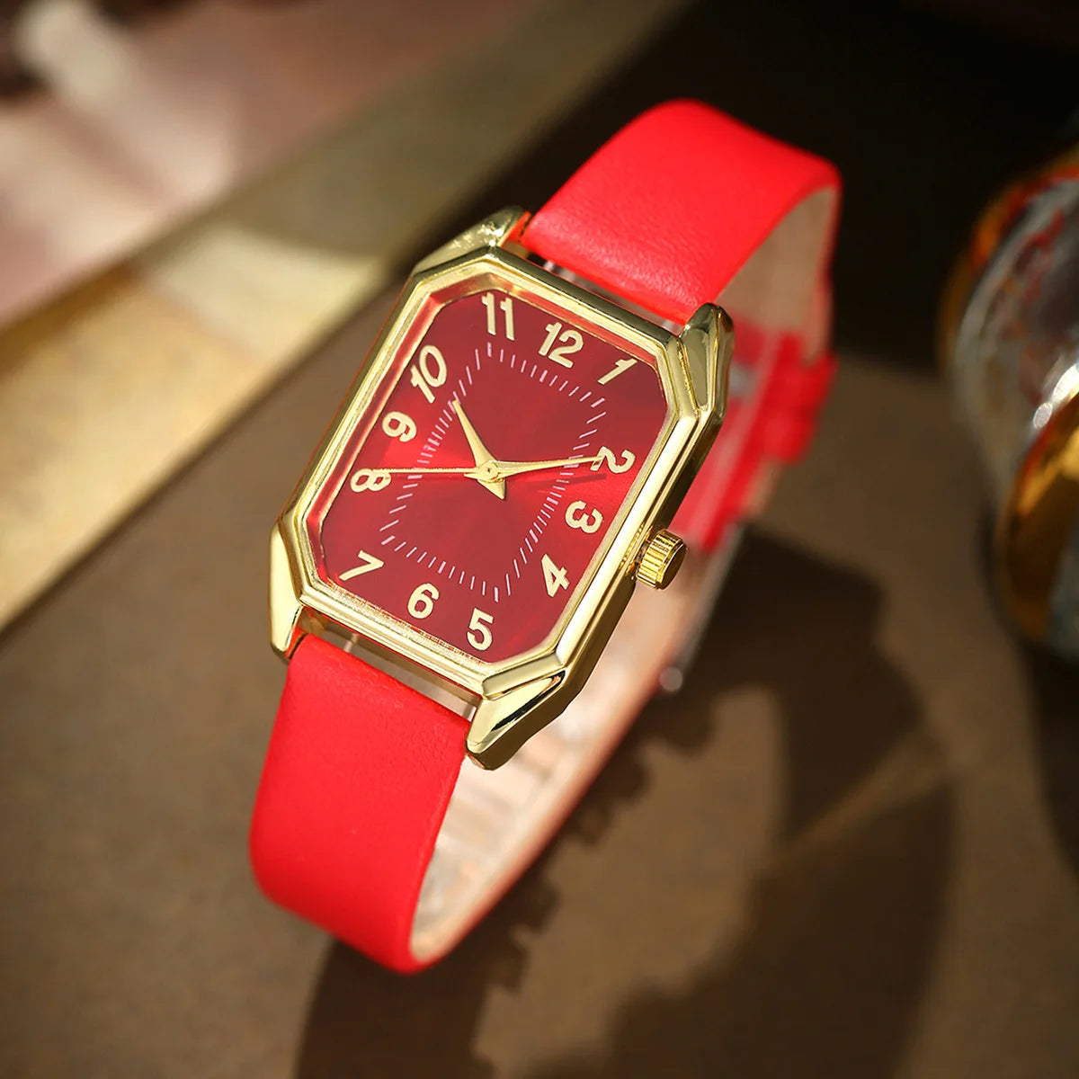 6/5/1 PCS Luxury Fashion Square Women’s Watches for Ladies Quartz Wrist Watch with Bracelet Jewelry Set Classic Minimalist Rhinestone Diamond Analog Dress Watch Relógios Feminino Gift Box